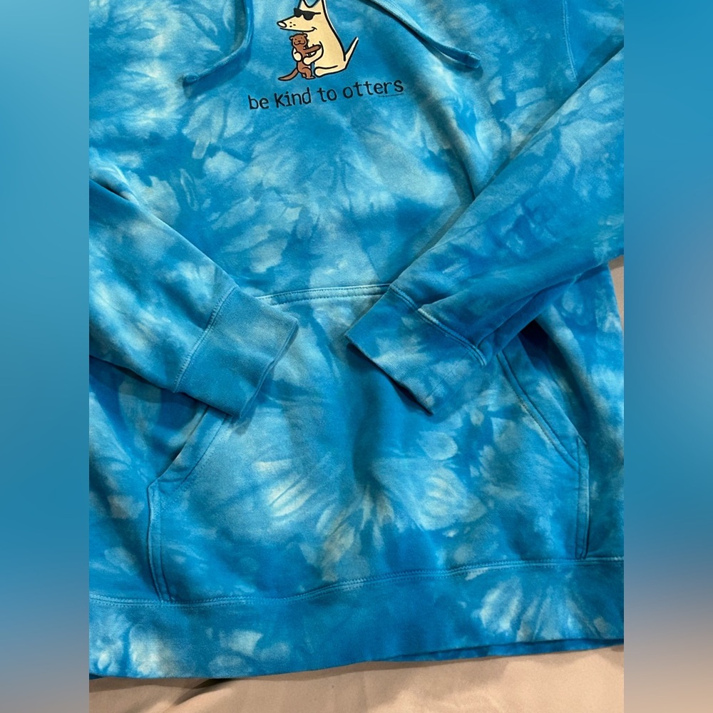 Teddy the Dog “Be Kind to Otters” Blue Tie Dye Hoodie - M - Picture 3 of 10